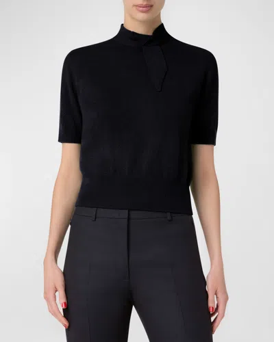 Akris Cashmere Knit Top With Knot Detail In Black