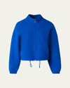 Akris Cashmere Knit Zip Cardigan In Blue