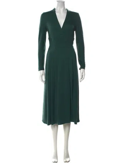 Pre-owned Akris Cashmere Midi Length Dress In Green