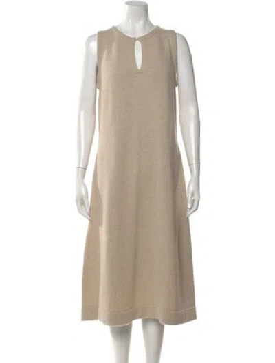 Pre-owned Akris Cashmere Midi Length Dress In Neutral