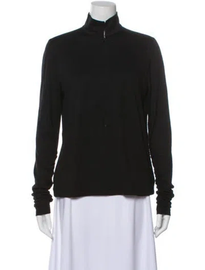 Pre-owned Akris Cashmere Mock Neck Sweater In Black
