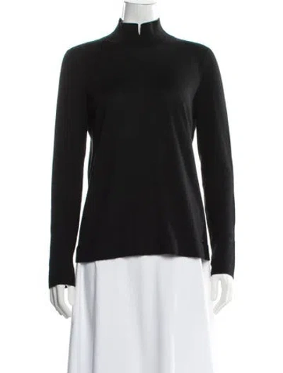 Pre-owned Akris Cashmere Mock Neck Sweater In Black