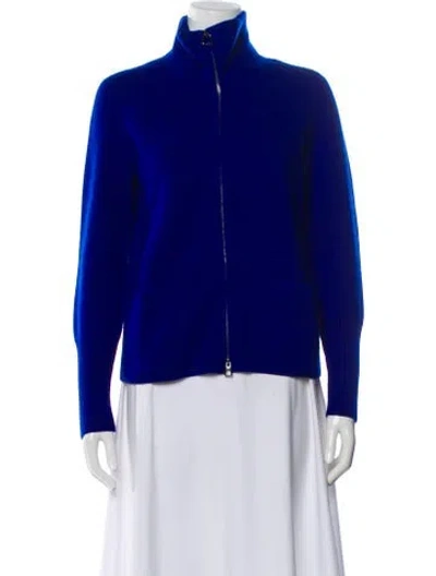 Pre-owned Akris Cashmere Mock Neck Sweater In Blue