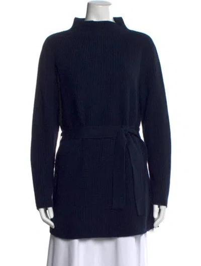 Pre-owned Akris Cashmere Mock Neck Sweater In Blue