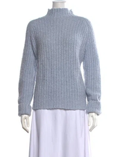 Pre-owned Akris Cashmere Mock Neck Sweater In Blue