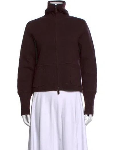 Pre-owned Akris Cashmere Mock Neck Sweater In Brown