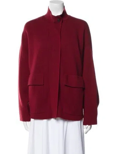 Pre-owned Akris Cashmere Mock Neck Sweater In Burgundy