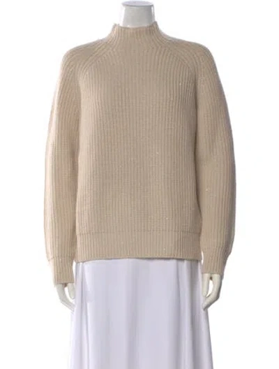 Pre-owned Akris Cashmere Mock Neck Sweater In Neutral
