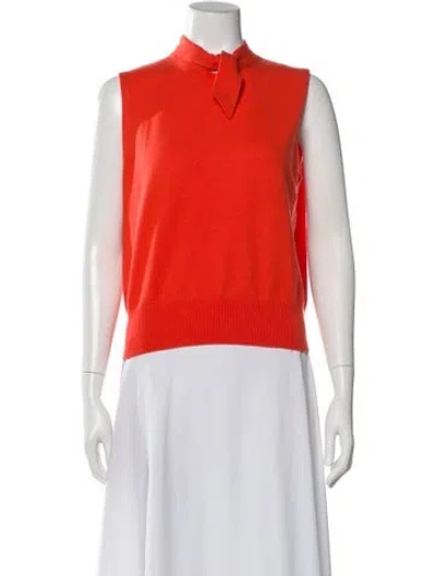 Pre-owned Akris Cashmere Mock Neck Sweater In Orange