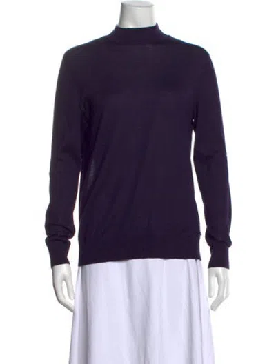 Pre-owned Akris Cashmere Mock Neck Sweater In Purple