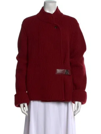 Pre-owned Akris Cashmere Mock Neck Sweater In Red