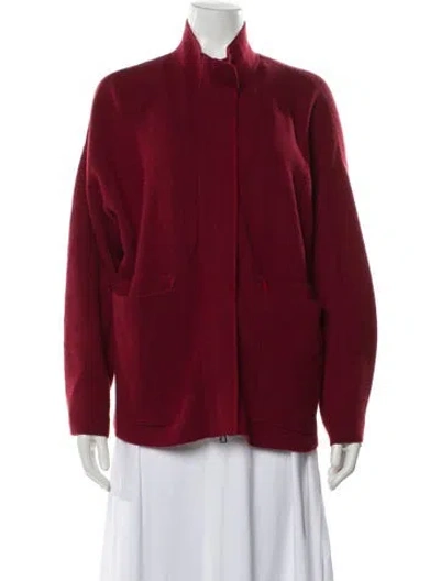 Pre-owned Akris Cashmere Mock Neck Sweater In Red