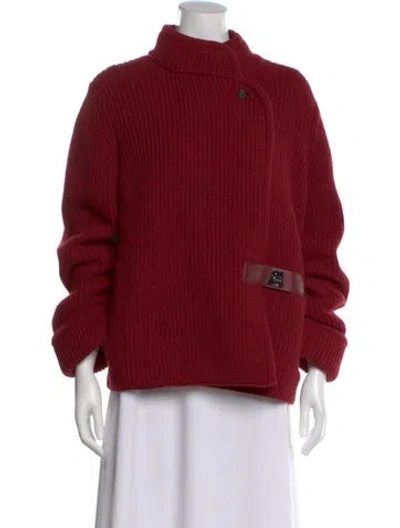 Pre-owned Akris Cashmere Mock Neck Sweater In Red