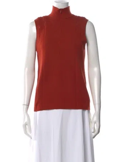 Pre-owned Akris Cashmere Mock Neck Sweater In Red