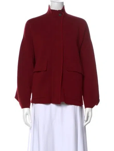 Pre-owned Akris Cashmere Mock Neck Sweater In Red