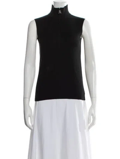 Pre-owned Akris Cashmere Mock Neck Top In Black