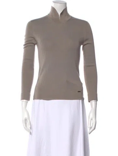 Pre-owned Akris Cashmere Mock Neck Top In Gray