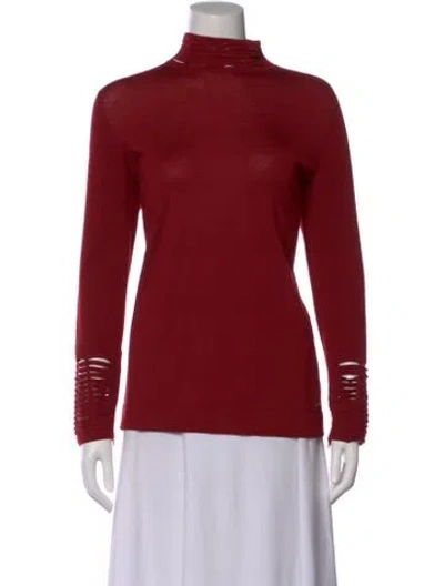 Pre-owned Akris Cashmere Mock Neck Top In Red