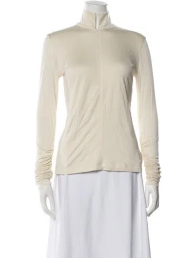Pre-owned Akris Cashmere Mock Neck Top In Yellow