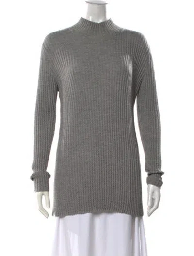 Pre-owned Akris Cashmere Mock Neck Tunic In Grey