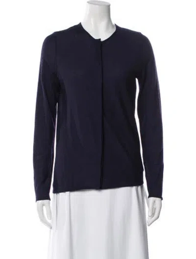 Pre-owned Akris Cashmere Open Front Sweater In Blue