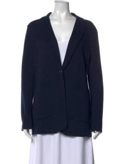 Pre-owned Akris Cashmere Open Front Sweater In Blue