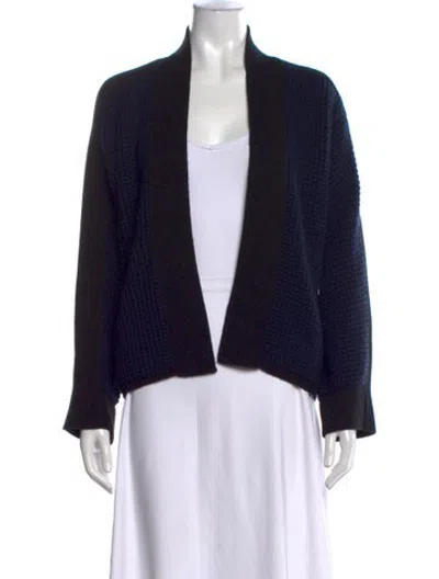 Pre-owned Akris Cashmere Open Front Sweater In Blue