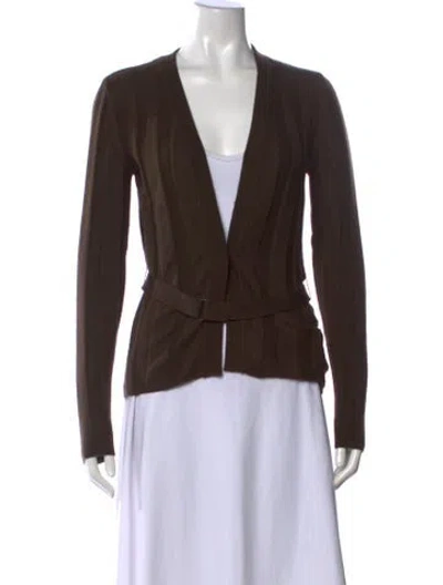 Pre-owned Akris Cashmere Open Front Sweater In Brown