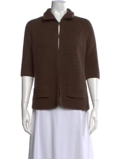 Pre-owned Akris Cashmere Open Front Sweater In Brown