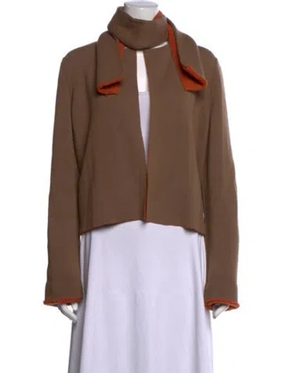 Pre-owned Akris Cashmere Open Front Sweater In Brown