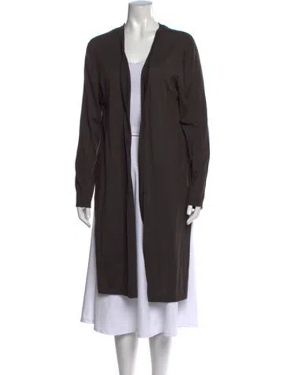 Pre-owned Akris Cashmere Open Front Sweater In Brown