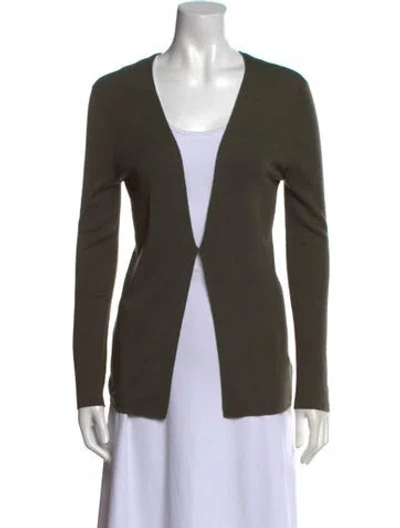 Pre-owned Akris Cashmere Open Front Sweater In Green