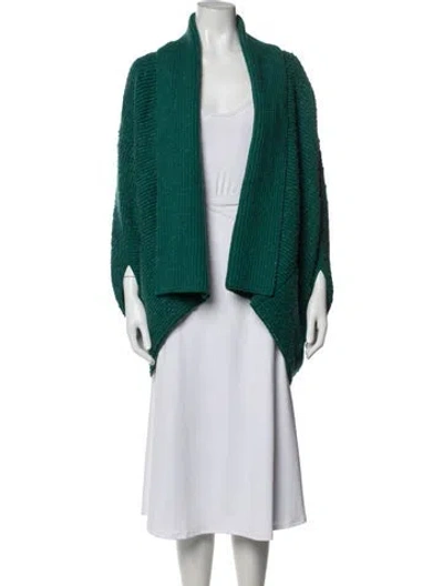 Pre-owned Akris Cashmere Open Front Sweater In Green