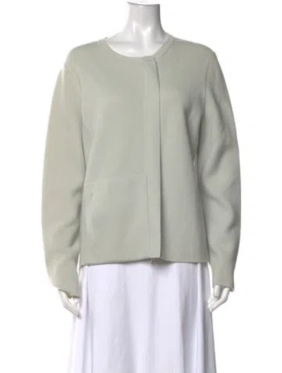 Pre-owned Akris Cashmere Open Front Sweater In Green