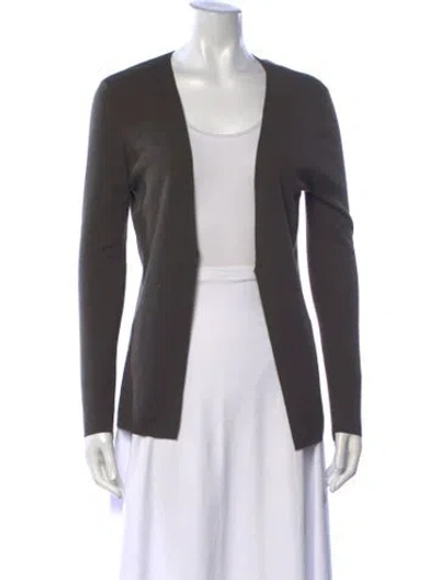 Pre-owned Akris Cashmere Open Front Sweater In Grey