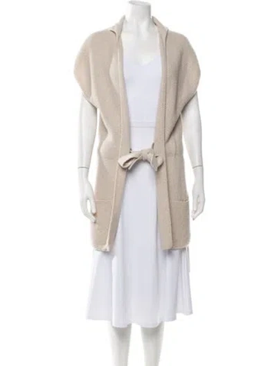 Pre-owned Akris Cashmere Open Front Sweater In Neutrals