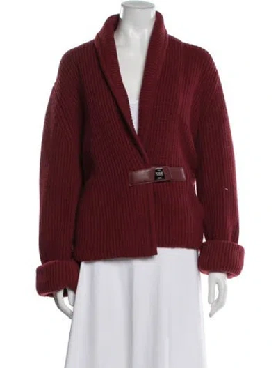 Pre-owned Akris Cashmere Open Front Sweater In Red