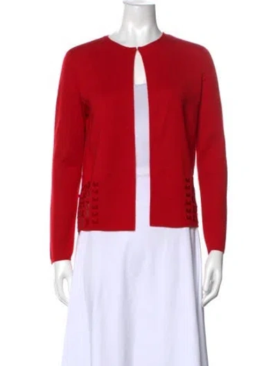 Pre-owned Akris Cashmere Open Front Sweater In Red