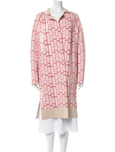 Pre-owned Akris Cashmere Patterned Coat In Pink