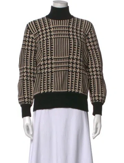 Pre-owned Akris Cashmere Patterned Sweater In Black