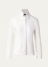 Akris Cashmere Pique Knit Button-front Cardigan In Ecru
