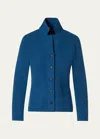 Akris Cashmere Pique Knit Button-front Cardigan In Light Denim