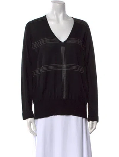 Pre-owned Akris Cashmere Plaid Print Sweater In Black
