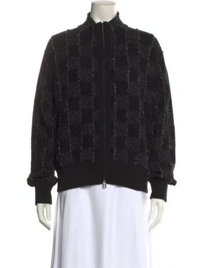 Pre-owned Akris Cashmere Plaid Print Sweater In Black