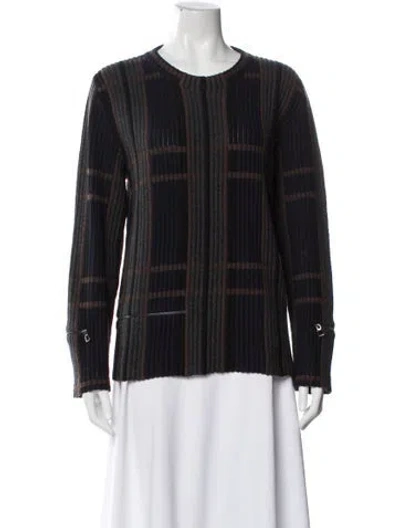 Pre-owned Akris Cashmere Plaid Print Sweater In Blue