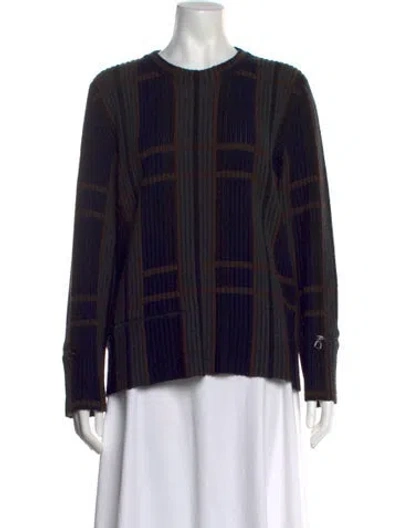 Pre-owned Akris Cashmere Plaid Print Sweater In Blue