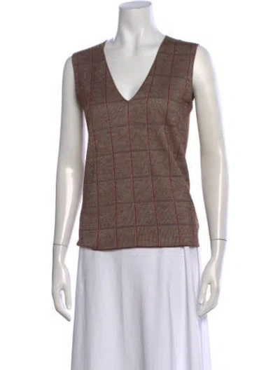 Pre-owned Akris Cashmere Plaid Print Sweater In Neutrals