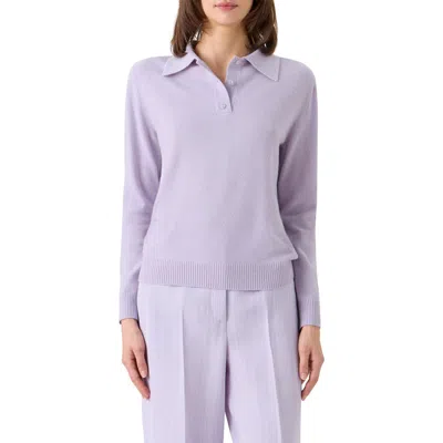 Akris Cashmere Polo Sweater In Purple
