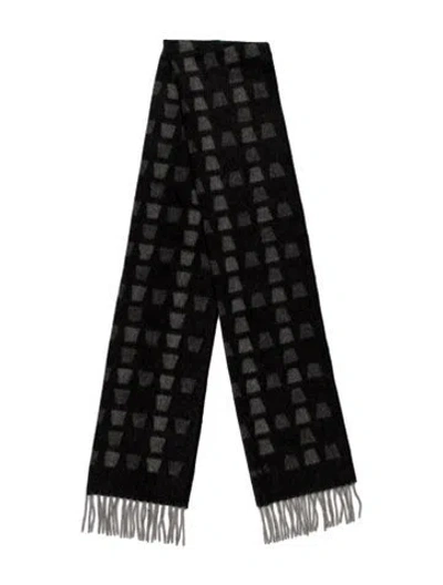 Pre-owned Akris Cashmere Printed Scarf In Black