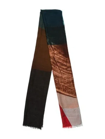 Pre-owned Akris Cashmere Printed Scarf In Blue